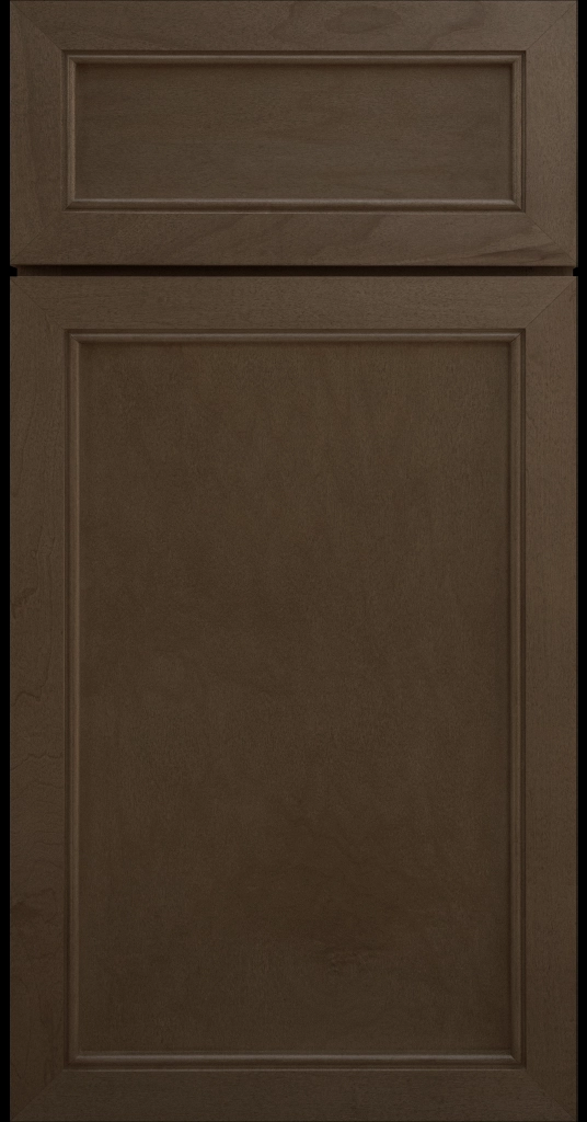 Alpine Slim narrow stile and rail cabinet door with a flat center panel in a Beachwood stain
